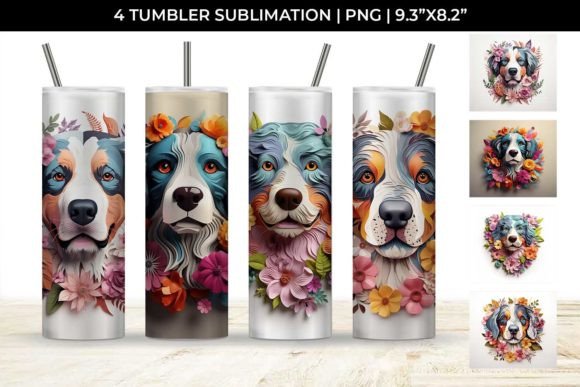3D Floral Bernese Mountain Tumbler Wrap: A Whimsical Twist on Personalized Drinkware