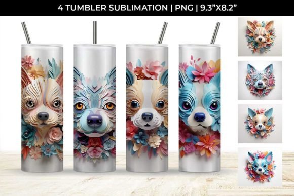 3D Floral Fantasy Chihuahua Tumbler Wrap
