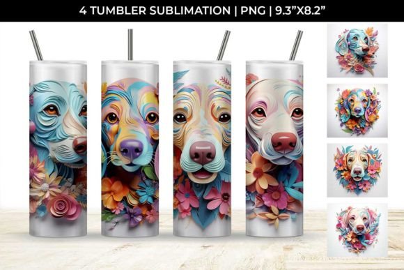 3D Floral Fantasy Dachshund Tumbler Wrap