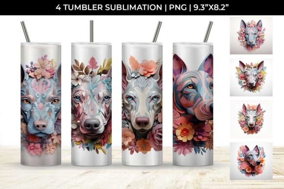 3D Floral Fantasy Doberman Tumbler Wrap: A Whimsical Way to Personalize Your Drinkware