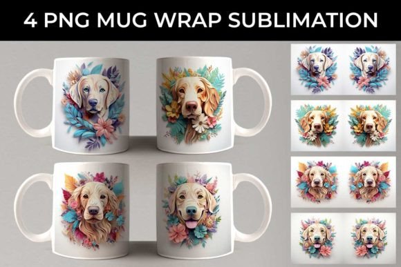 3D Floral Fantasy Golden Retriever Mug: A Fusion of Art, Technology, and Lifestyle