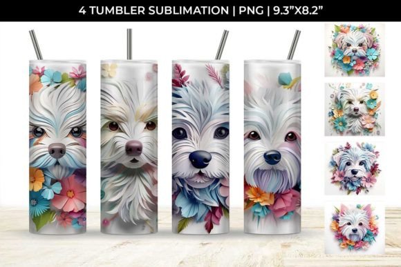 3D Floral Fantasy Maltese Tumbler Wrap