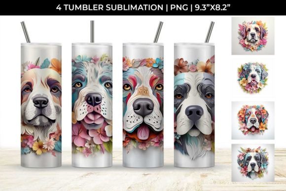 3D Floral Fantasy Saint Bernard Tumbler: A Whimsical Fusion of Art and Function