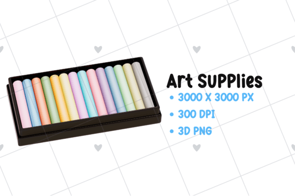 Art Supplies 3D PNG Clipart for Creative Projects