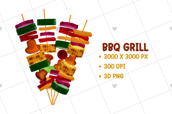 BBQ Grill – Skewers 3D PNG Clipart