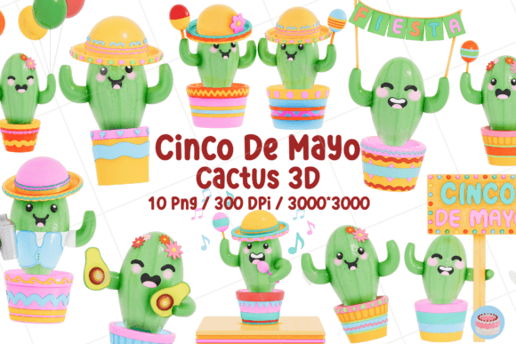 Cinco De Mayo - Cactus Theme 3D Bundle