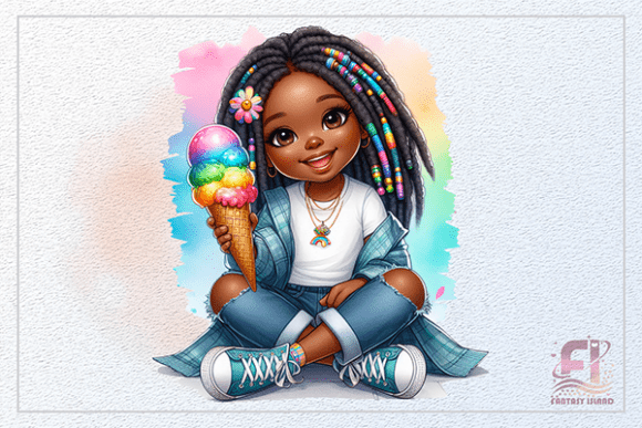 Cute African American Girl with Braids: A Versatile Clipart for Modern Creative Projects