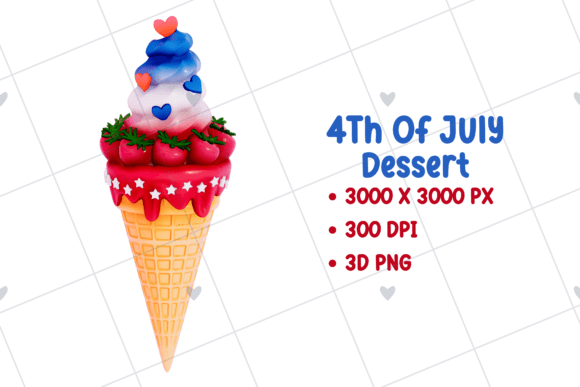 Dessert 4Th of July 3D PNG Clipart: Elevating Your Patriotic Designs