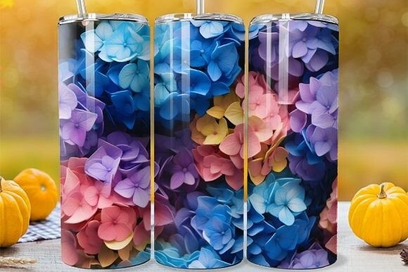 Digital Hydrangea Tumbler Skinny Wrap: Elevating Spring Aesthetics for Custom Drinkware