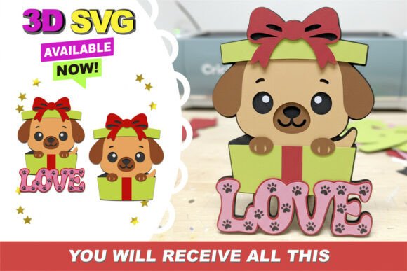 Love Puppy 3D SVG: A Heartwarming Decorative Creation for Every Occasion