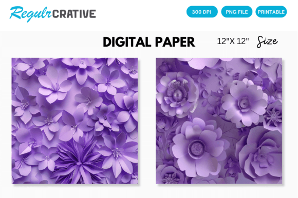 Purple Flower Digital Paper Backgrounds