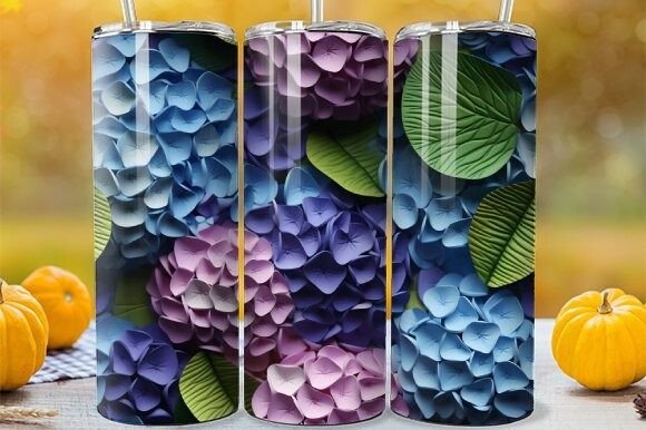 Skinny Tumbler Wrap 3D Hydrangea
