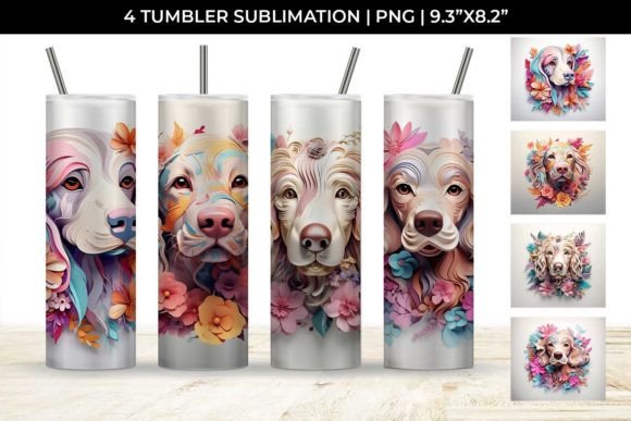 Unleash the Cuteness Overload with the 3D Floral Fantasy Cocker Spaniel Tumbler Wrap Sublimation PNG Bundle